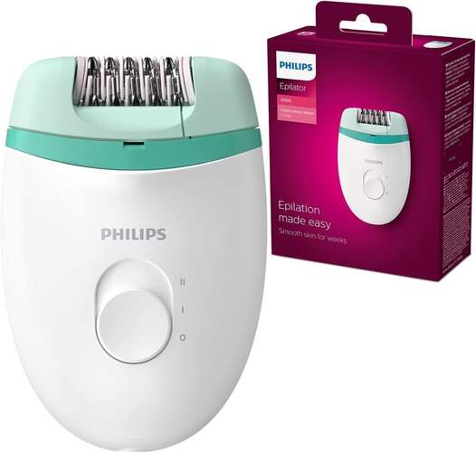 Depiladora Philips Satinelle Essential BRE224 - Con cable, 2 Velocidades, Piernas