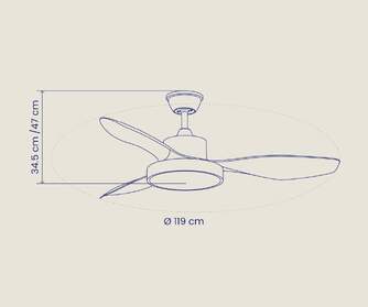 VENTILADOR TECHO ARTICA AVTECH36B BCO 36W 119 CM
