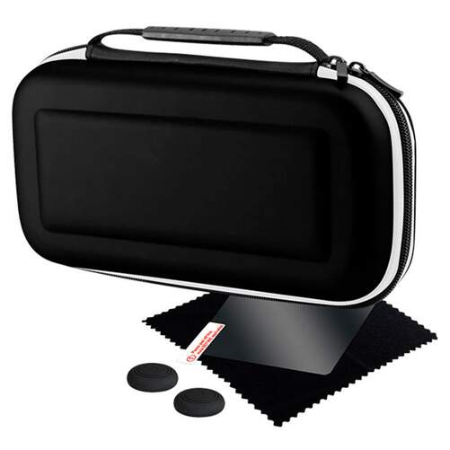 Funda Blackfire para Nintendo Switch OLED - Negro, gamuza, protector de pantalla y de joystics