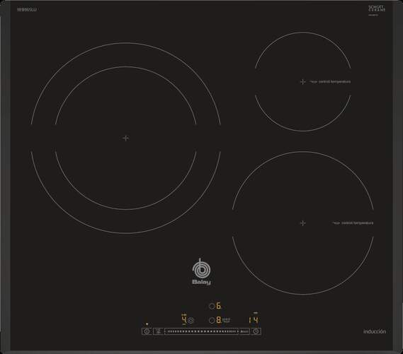 Placa Inducción Balay 3EB965LU - 3 Zonas (1 Gigante 28cm), 17 Niveles, Función Sprint (boost)
