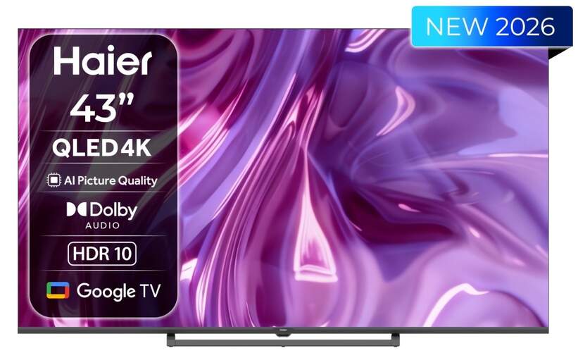 TV Haier 43" QLED H43S80GUX - 4K Ultra HD, Smart TV con Google TV, Altavoces 20W, HDR10