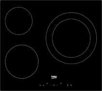 Placa vitrocerámica Beko HIC63402T - 3 zonas, 9 niveles, LED, Temporizador, Negro