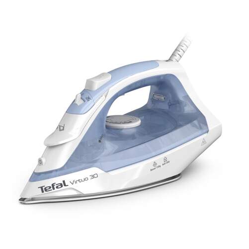 Plancha Tefal FV2C41 VIRTUO30 - 2000 W, 120 gr/min, 240 ml, Cerámica, Azul, Blanco
