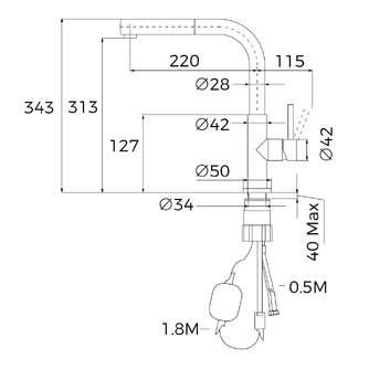 GRIFO TEKA UNI 9331 NEGRO 116020023