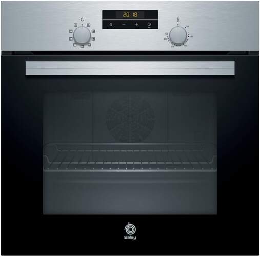 Horno Balay 3HB2030X0 - A, 66L, Control Comfort, 7 Funciones,Display Táctil, Ventilador, Inox, Negro