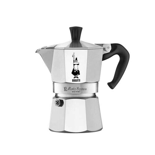 Cafetera Italiana Bialetti Moka Express - Aluminio, 4 Tazas, Inox, Negro