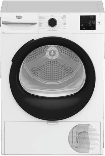 Aecadora Beko BM3T38230WB - 8 kg, 15 Programas, Clase D, Display,  Blanco