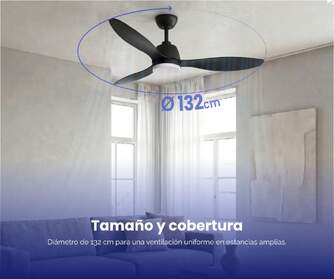 VENTILADOR TECHO ARTICA AVTECH18N NGR 18W 132 CM