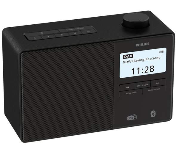 Radio port&aacute;til Philips TAR5600 BT 5.3, IPX4, FM/DAB+, negro, 20 presinton&iacute;as, alarma, temporizador