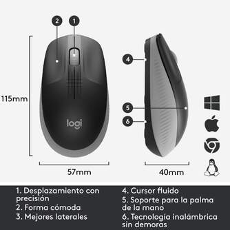 RATON LOGITECH M190 WIRELESS GRIS