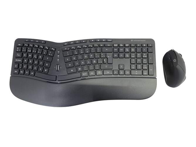 Pack Teclado y rat&oacute;n Conceptronic ORAZIO ERGO - Inal&aacute;mbrico con nanorreceptor, rat&oacute;n &oacute;ptico 1600DPI