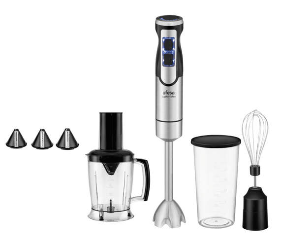 Batidora Ufesa Jupiter 1500 Max Plus - 1500 W, C/A, Accesorios, Negro, Inox
