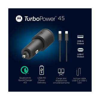 CARGADOR MOTOROLA COCHE 1XUSB A C 45W CABLE USB C