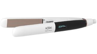 Plancha de pelo Solac PP7262 - 55 W, De 150 &ordm; C hasta 230 &ordm;C, I&oacute;nica, Placa cer&aacute;mica, Blanca