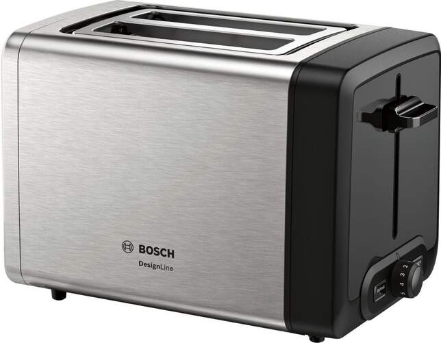 Tostadora Bosch TAT4P420 - 970W, 2 Ranuras, Accesorio Panecillos, Recogemigas, Acero Inox