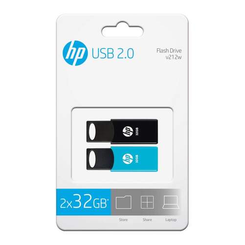 Pack 2 Memorias USB HP V212W 32GB - USB 2.0, Lectura 14Mb/s, Escritura 4 Mb/s