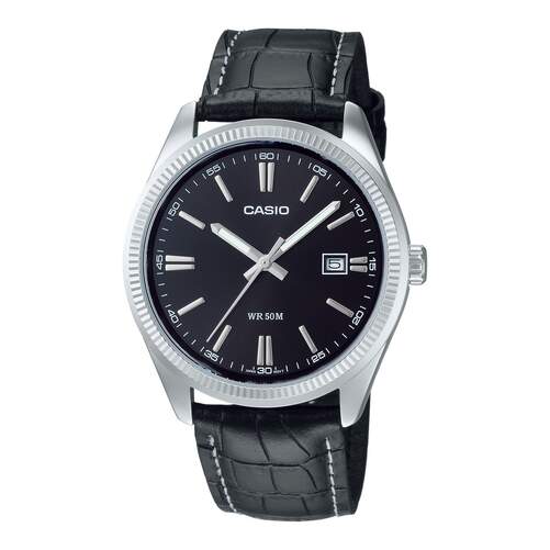 Reloj Casio Collection Hombre MTP-1302PL-1AVEF - Esfera analógica, plata y negro, correa de piel