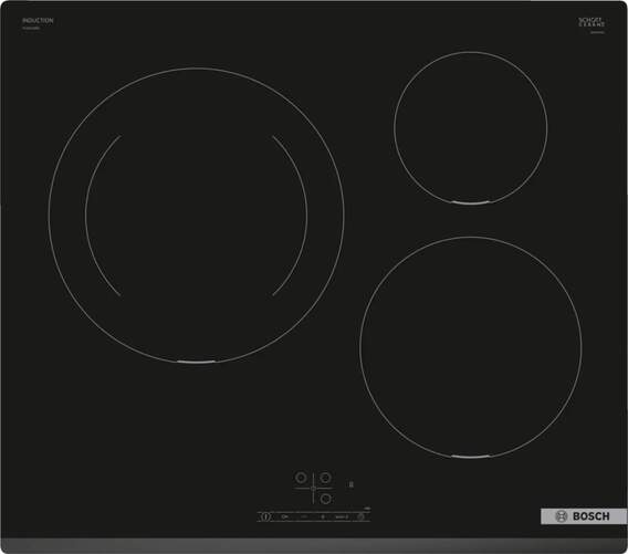 Placa Inducción Bosch PIJ631BB5E - 3 Zonas (1 de 28cm), TouchSelect 17 Niveles, 7400W