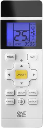 Mando Universal Aire Acondicionado One For All URC1035 - IR inalámbrico, pantalla LCD, gris