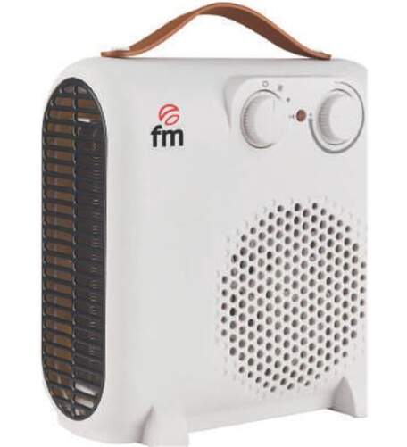 Calefactor FM DUAL-2000 - 2000W, 2 Potencias, Temp. Regulable, Rejilla metálica, Blanco