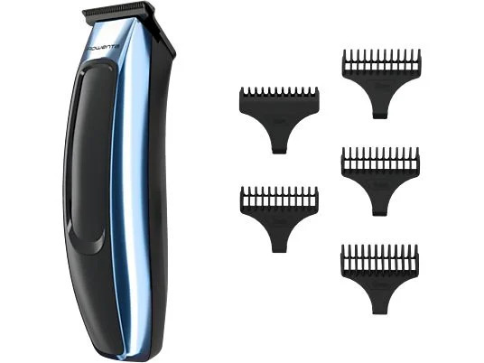 Barbero Rowenta TN1851 - Autonomía 90 Min, 5 Peines, 1-5 mm, Negro, Azul