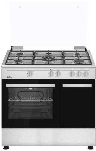 Cocina Gas Butano Artica AKF9060X - 5 Fuegos, 90x61cm, Termopar, Wok, Doble Vidrio, Inox