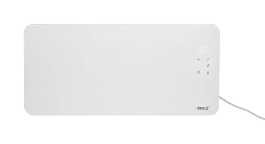 Calefactor Princess Panel de Cristal Smart Blanco - 2000 W, 2 Temperaturas, IP24, WiFi, Blanco