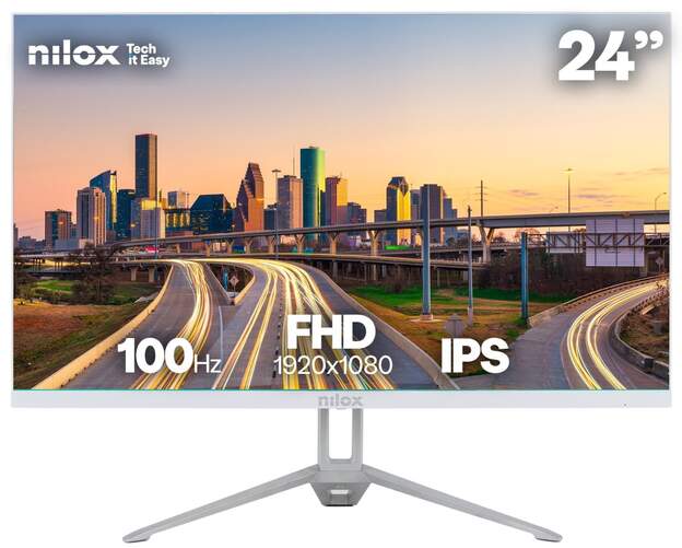 Monitor Nilox 23,8" NXM24FHD100W - Full HD, Pantalla Fast IPS 100 Hz, HDMI, altavoces 2 RMS, blanco