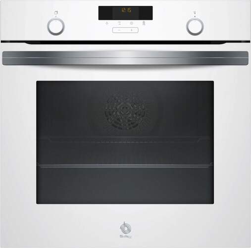 Horno Balay 3HB5158B2 - Clase A, 7 Funciones, 71L, Limpieza vapor, Raíl Telescópico, Cristal Blanco