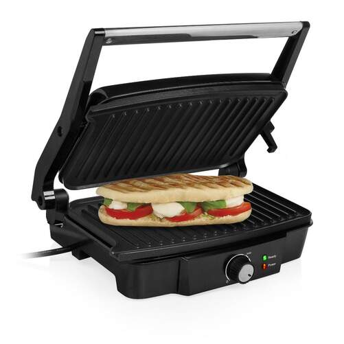 Grill Tristar GR2852 - 1500W, 28x17cm, Apertura 180º, Recogegrasas, Antiadherente, Termostato