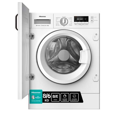 Lavadora secadora Hisense WD3M841BWIES - Integrable, 8/6 kg, 1400 rpm, Blanco