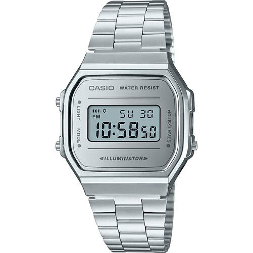 Reloj Casio Vintage Iconic A168WEM-7EF - Plateado, display digital, alarma y calendario