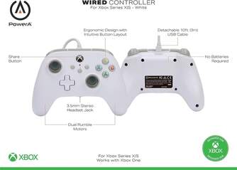 MANDO XBOX POWER A CON CABLE BLANCO