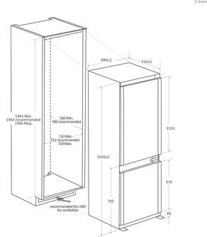 FRICOM. HAIER HBW7719DT 193x69 NF WIFI INT