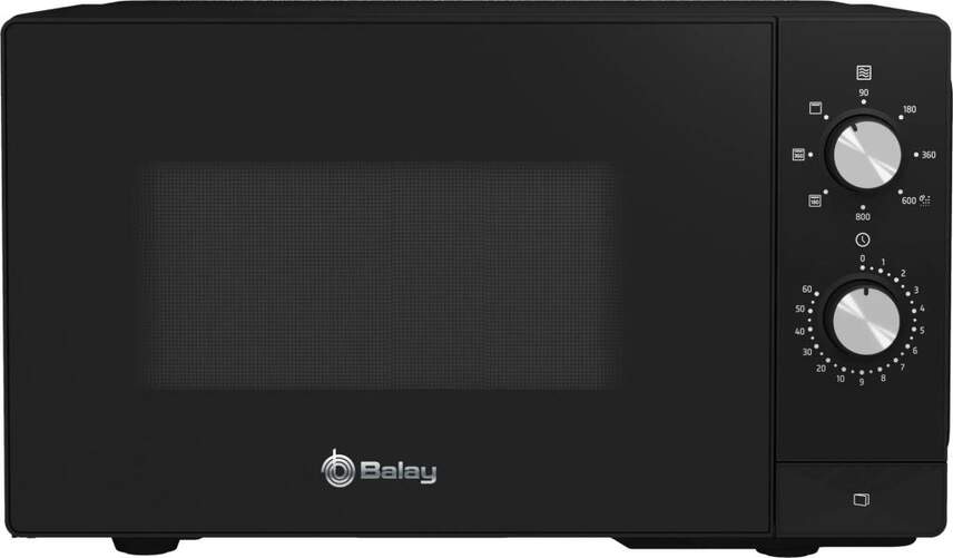 Microondas Balay 3WG3112X2 - 800W +Grill, 20 Litros, Aqualisis, 5 Intensidades, Negro