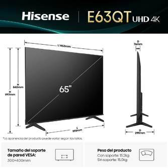 TV HISENSE 65%%%quot; 65E63QT UHD SMART TV DOLBY VISION