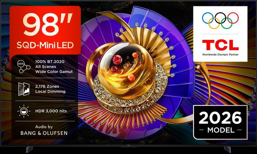 TV TCL 98" SQDMINILED 98C7L - UHD, GOOGLETV, 144 Hz, B&O