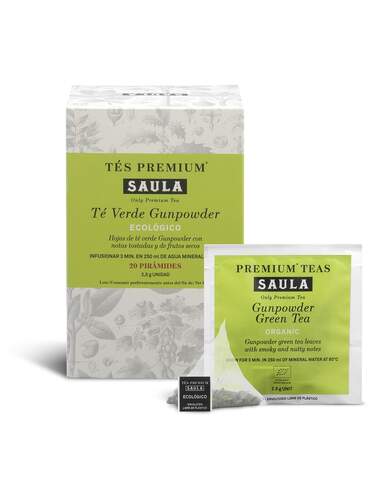 Estuche Saula Té Verde Gunpower Pirámides - 20 Unidades, Ecológico