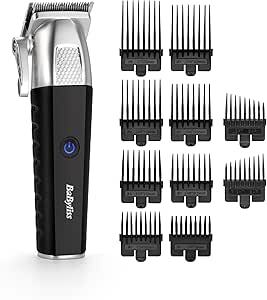 Cortapelo Babyliss E812E - 8 Peines, De 0,5 a 2,5 cm, Negro, Inox