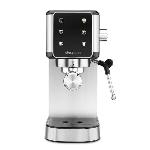Cafetera Express Ufesa Arona - 1350 W, 20 Bar, Vaporizador, Inox, Negro
