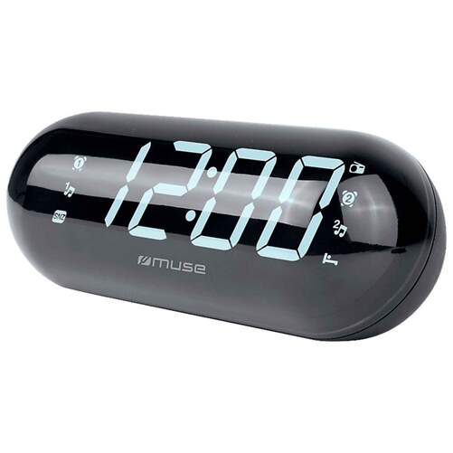 Radio reloj Muse M-19 GL FM/AM negro - Pantalla LED XL, alarma, 20 presinton&iacute;as