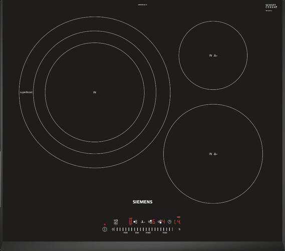 Placa de Inducción Siemens EH651FDC1E - 3 Zonas (1 Gigante 32cm), TouchSlider, Función Sprint