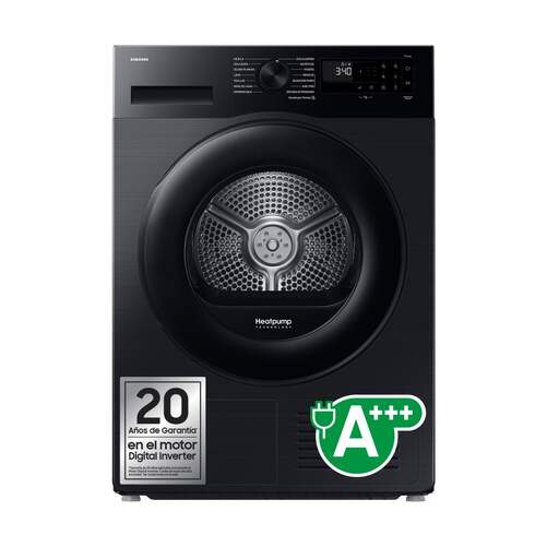 Secadora Bomba Calor Samsung DV90DG52A0ABEC - 9 kg, Clase C, 14 Programas, Display, Negro