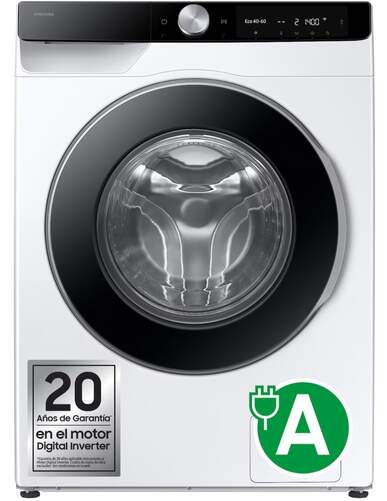 Lavadora Samsung WW10CFG6U34LKU3 - 10 kg, 1400 rpm, Clase A, AquaStop, SmartThings, Blanco, Negro