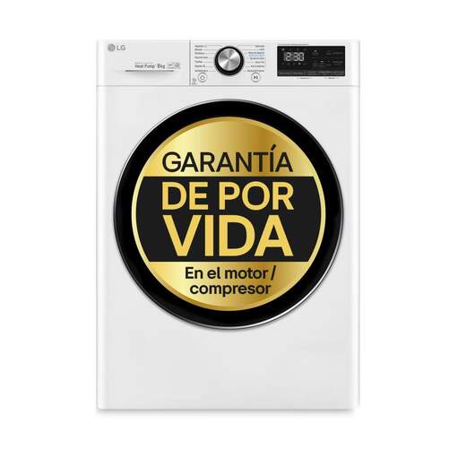 Secadora LG RC80V9AV2W - A+++ -10%, Bomba de Calor, 8 kg, Dual Inverter, Eco Hybrid, 16 Progr., WiFi