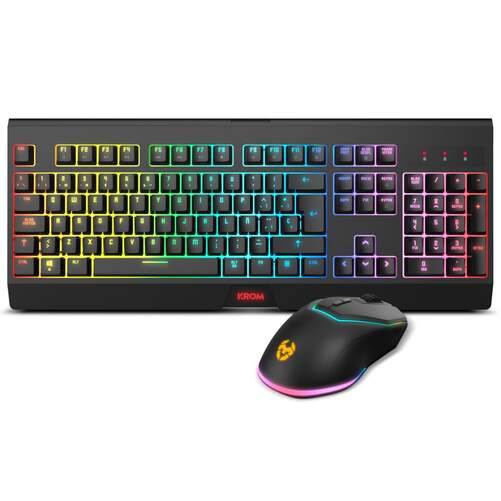 Teclado y rat&oacute;n Krom Kabala Inal&aacute;mbricos - Luces RGB, Receptor 2,4 GHz y Bluetooth, teclado membrana
