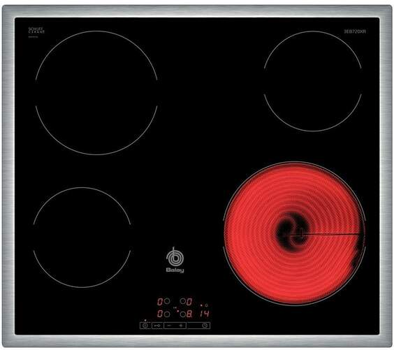 Placa Vitrocerámica Balay 3EB720XR - 4 Zonas, 17 Niveles de cocción, Función memoria, Bisel Acero