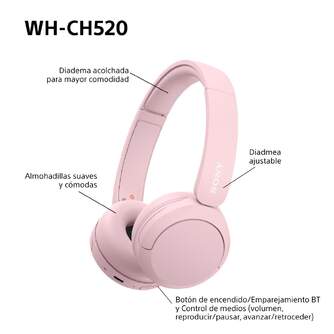 AURICULARES SONY WHCH520P BT DSEE ROSA