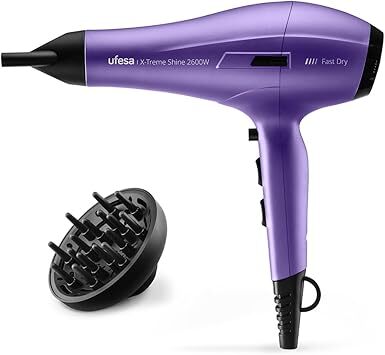 Secador Ufesa X-Treme Shine - 2600 W, Difusor, Argán, Iónico, Lavanda