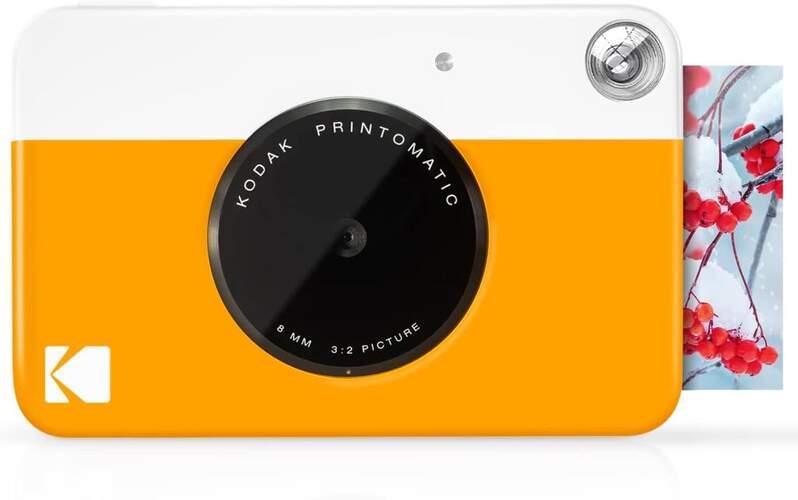 Cámara Instantánea Kodak Printomatic Amarilla - 10Mpx, 8mm, f/2, Flash, MicroSD, Formato 3:2 50x76mm